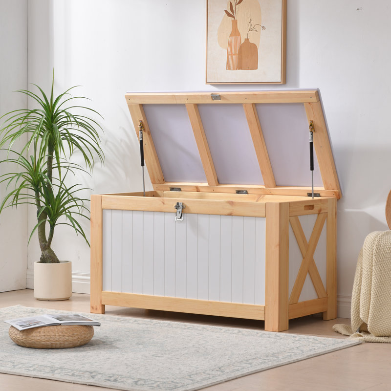 Cadre en bois massif de 140 gallons + boîte de rangement Shiboard de l'AIUEKES (bois naturel) - idéal pour les terrasses et les patios