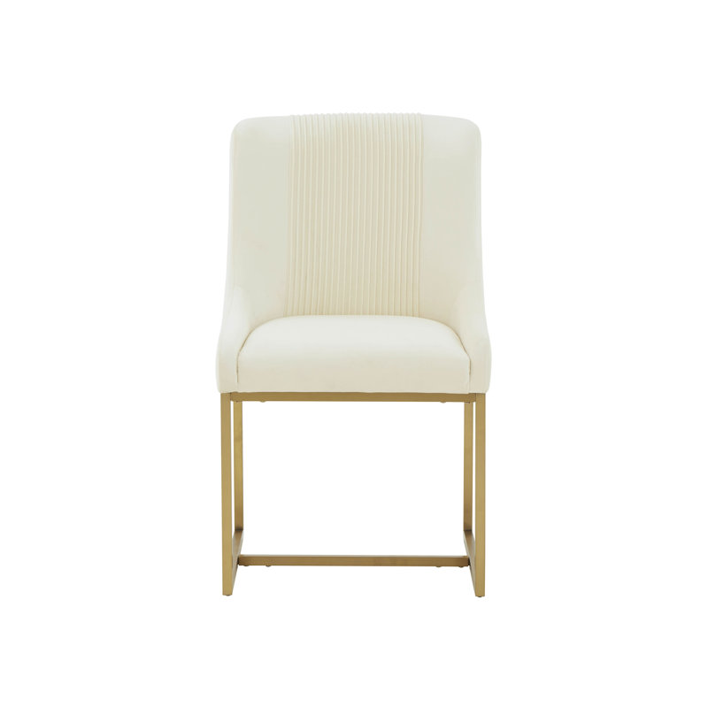 Robicheaux Pleated Velvet Dining Chair, Cream