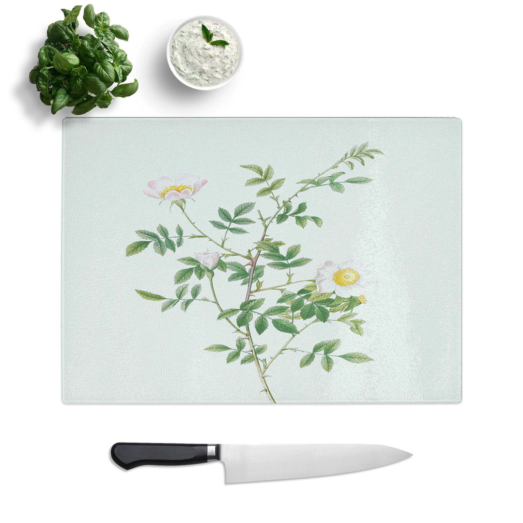 Glass Hedge Rose in Pink by Pierre-Joseph Redoute Chopping Board