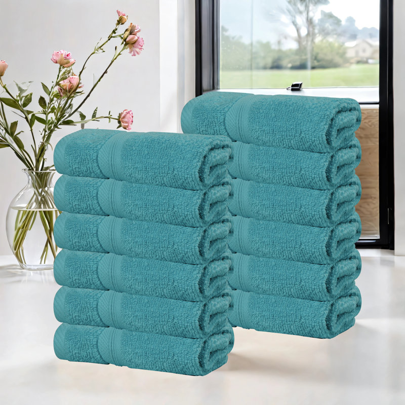 Smart Dry Zero Twist 100% Cotton Medium Weight Face Towels, Turquoise