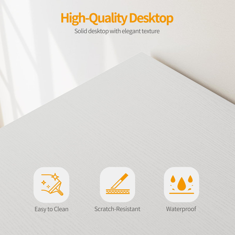 Adlee Writing Desk, 75cm H x 80cm W x 50cm D, White