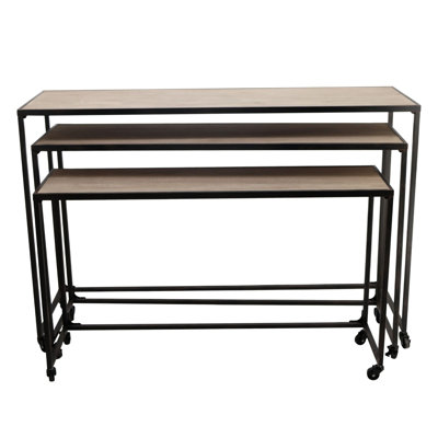 VIP Metal 48 in. Multicolor Nesting Display Tables on Casters Set of 3