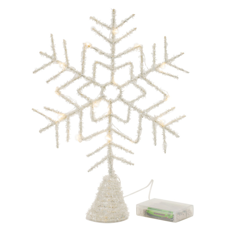 Glittered Snowflake Tree Topper 12.5"H
