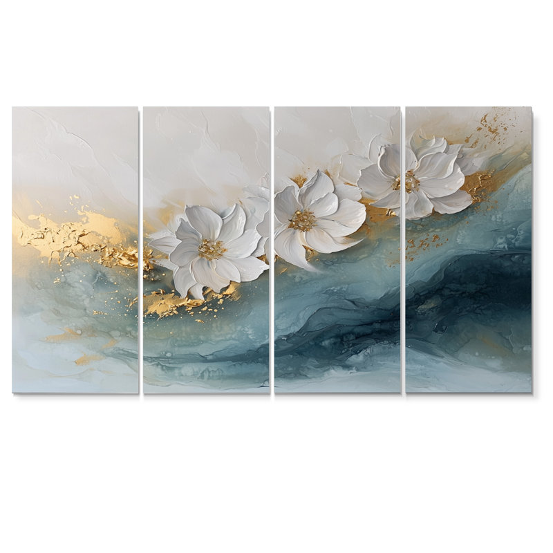 Achilles - tournesols, art mural - ensemble d'art mural traditionnel 4 pièces, H 28 po x l 48 po