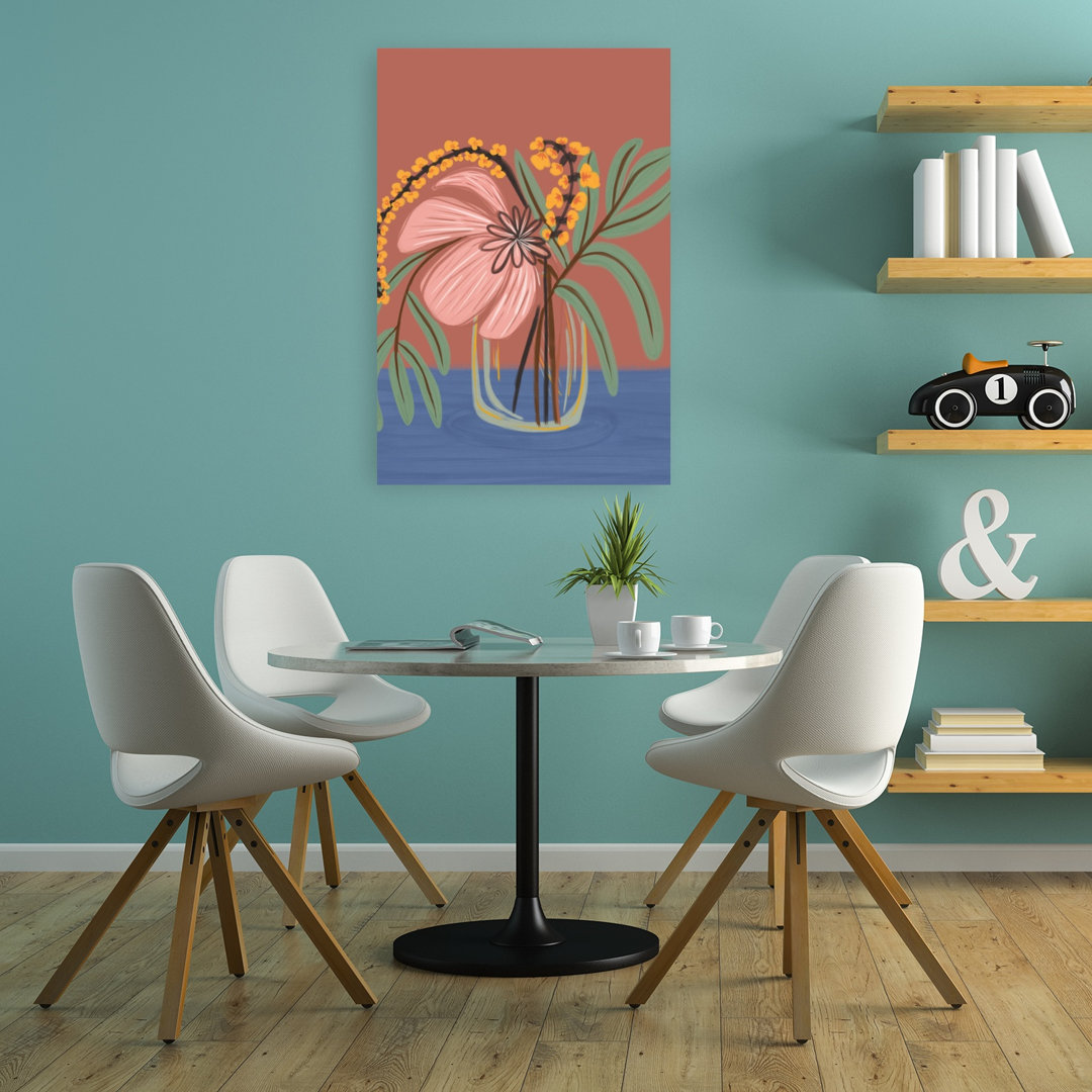 Blush Botanical Vase Abstract Colorful Minimalist Flower Nature Wall Art Print