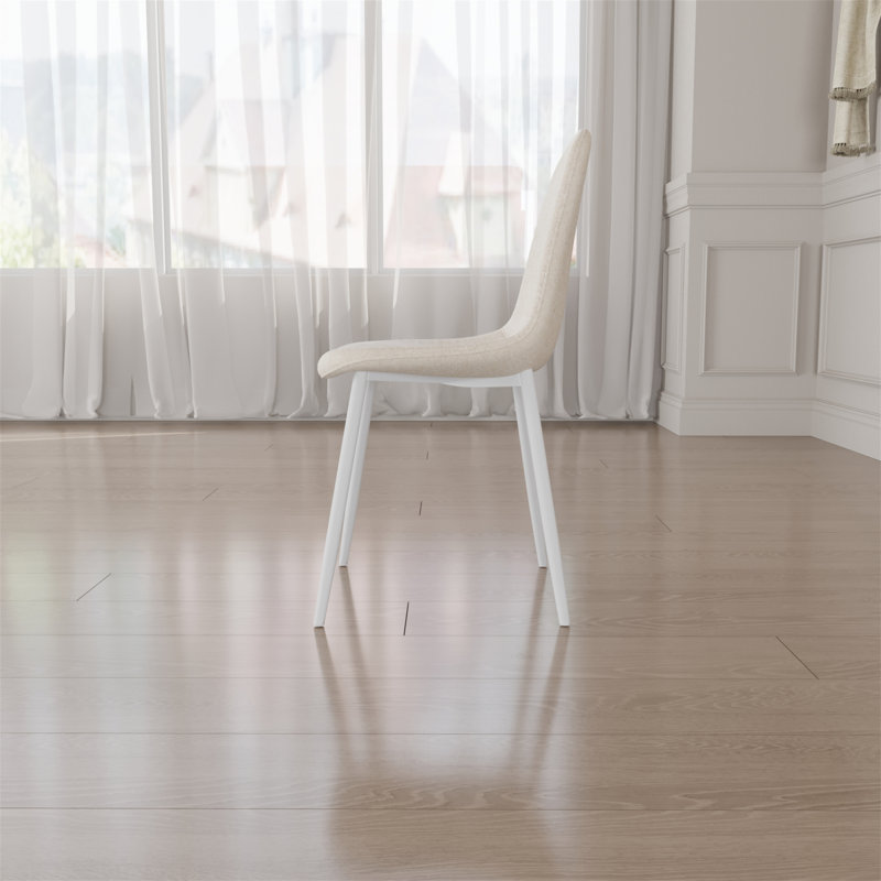 Cream MDF Dining Table with 4 Linen Chairs Set