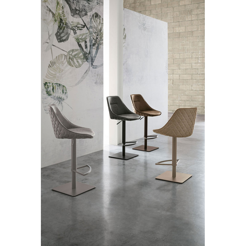 Filion Swivel Upholstered Adjustable Height Counter Stool with Metal Frame, Ice Gray, Ice Gray