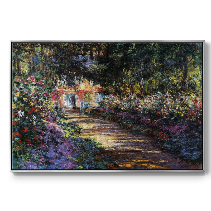 Sentier dans le jardin de Monet à Giverny, 1901, reproduction d'art encadrée sur toile par Claude Monet, Argent