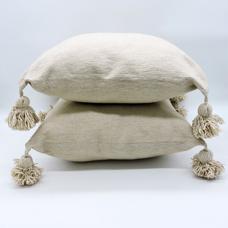 Square Indoor/Outdoor Pillow Cover, Beige/Silver