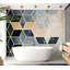 Murale abstraite pelez et collez - Motif géométrique bleu-945961942