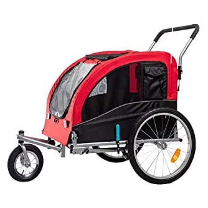 Large Red and Black Foldable Dog Bike Stroller