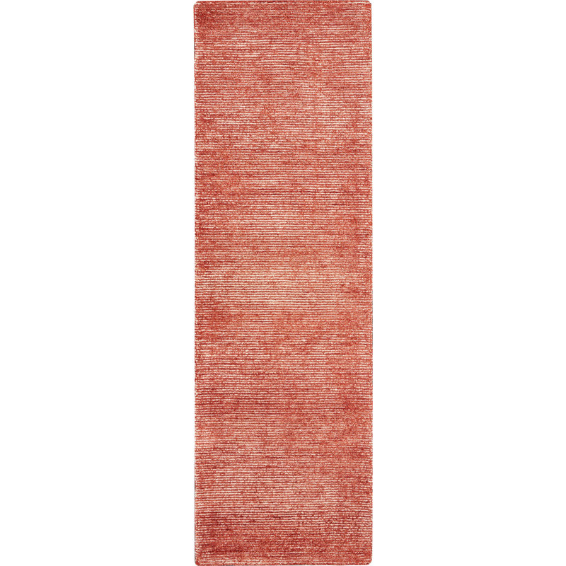Tapis rouge touffeté à la main Modoulamin, Tapis de couloir 2 pi 3 po x 7 pi 6 po