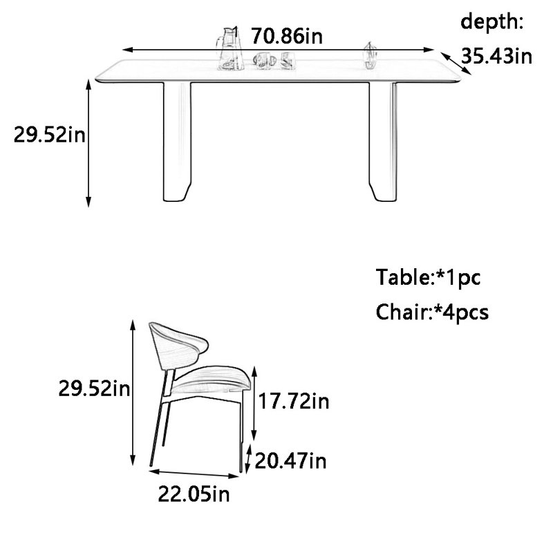 Dian, 29.52"H x 70.86"L x 35.43"W