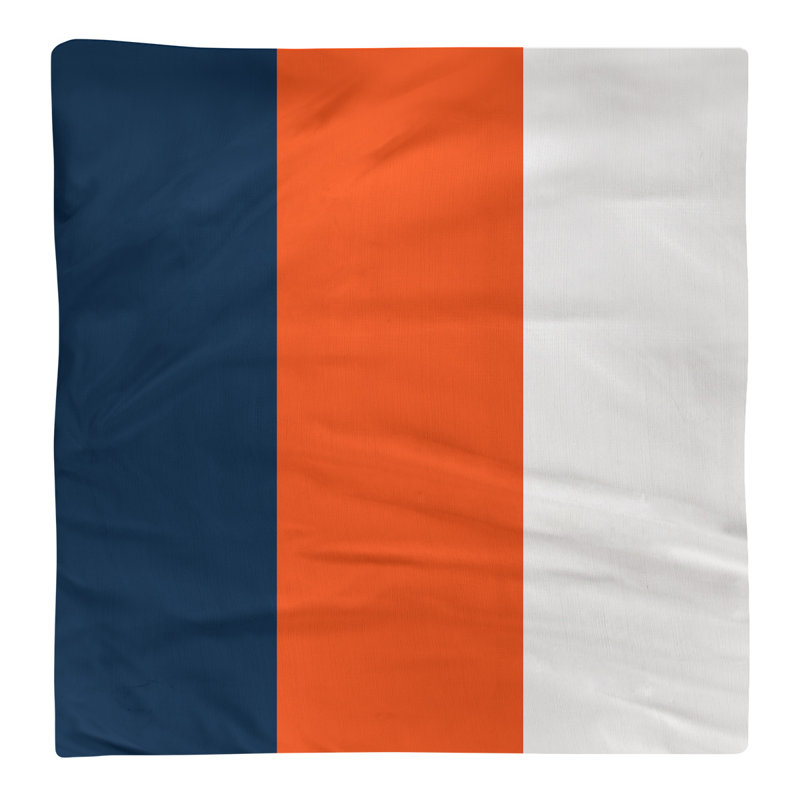 Cotton Striped Square Napkin, Navy/Orange/White