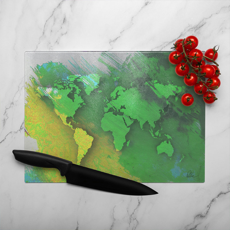 World Map Glass Chopping Board