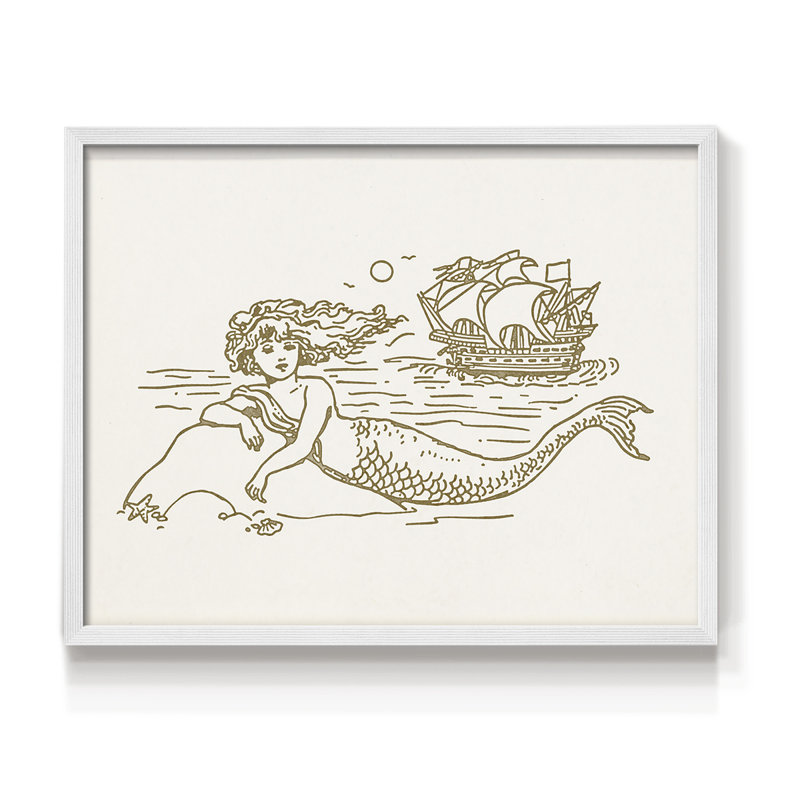 Sunning Mermaid II - Reproduction encadrée - Restickable, H 8 po x l 10 po, Blanc