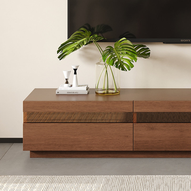 Meuble télé 142 po pour téléviseur 150 po à cinq tiroirs de 142 po, centre de divertissement en bois pour le salon et la chambre à coucher, console multimédia avec base en bois