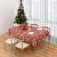 Nappe rectangulaire en vinyle de Noël avec envers en flanelle, 132 x 229 cm, motif Père Noël, bonhomme de neige et rennes à carreaux rouges