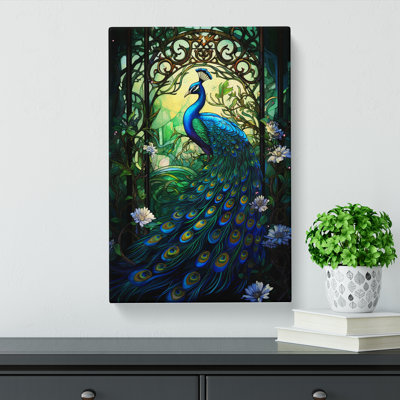 Peacock Nouveau - Wrapped Canvas