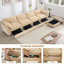 Canapé modulaire en L 4 places, canapé 4 places avec 1 repose-pieds mobile, coussins, canapé modulaire confortable avec 5 sièges et tiroir de rangement coulissant sous chaque siège, couleur chenille blé