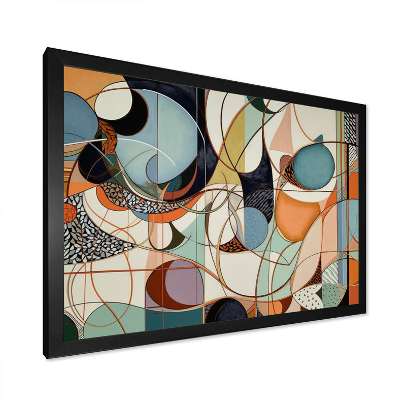 «Pastel Color Boho Artwork II - Abstract Minimalisme», reproduction sur toile, Cadre simple noir, H 12 po x l 20 po x P 1 po