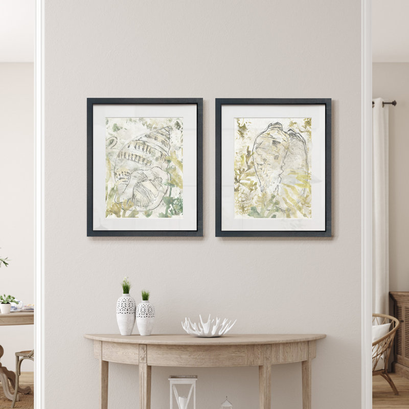 Coquille Fresco III-ensemble de 2 reproductions d’art sur papier encadrée