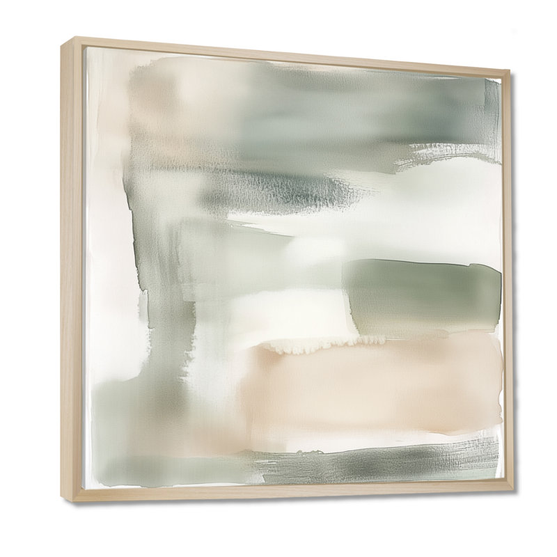 «Sage Square of Stillness II», art sur toile zen vert neutre, H 24 po x l 24 po, Natural Floater Framed