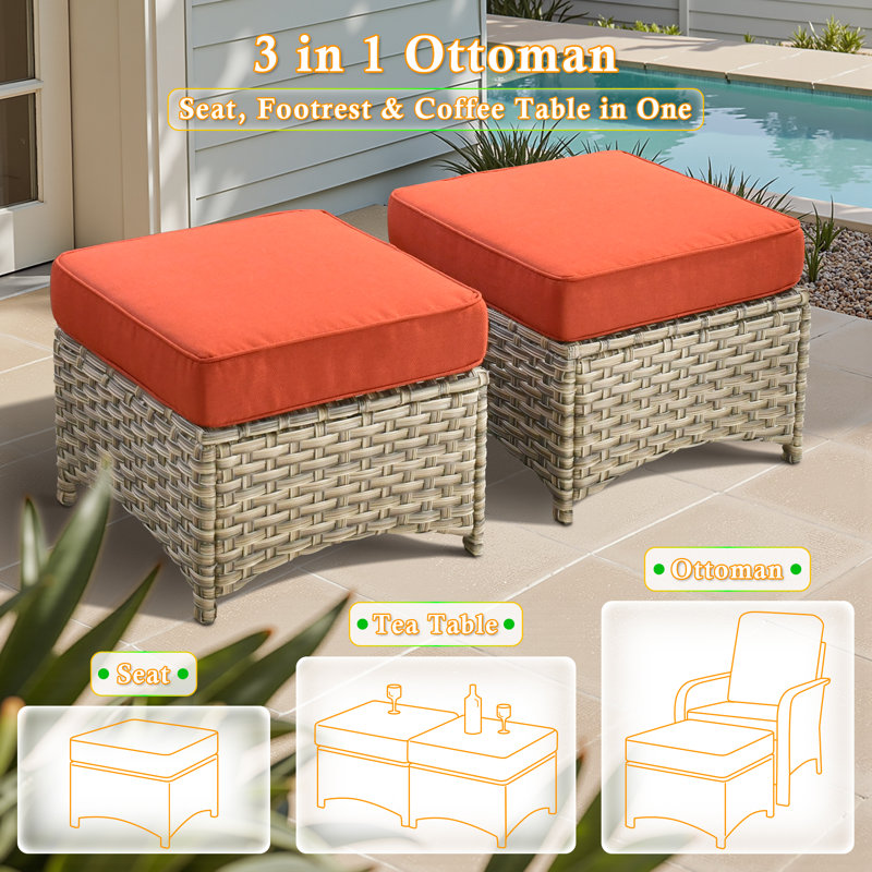 Harper 6 Pieces Patio Furniture Set With Fire Pit Table, Outdoor Wicker 3-seat Sofa With Comfy Cushion, High Back Rattan Conversation Set For Garden Backyard