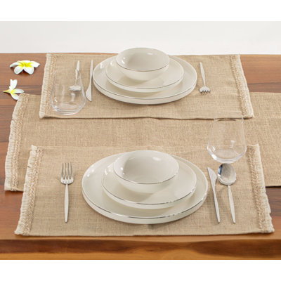 Jute Table Runner with Braided Cream Edges
