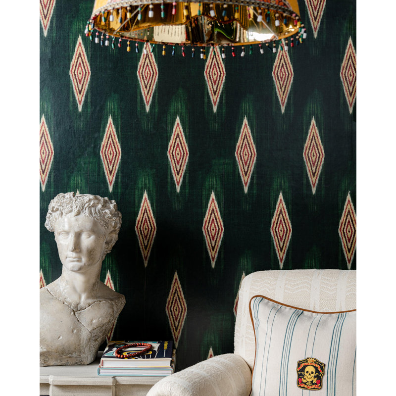 Woodstock Lifestyle Geometric Wallpaper Roll, Beige/Green/Red