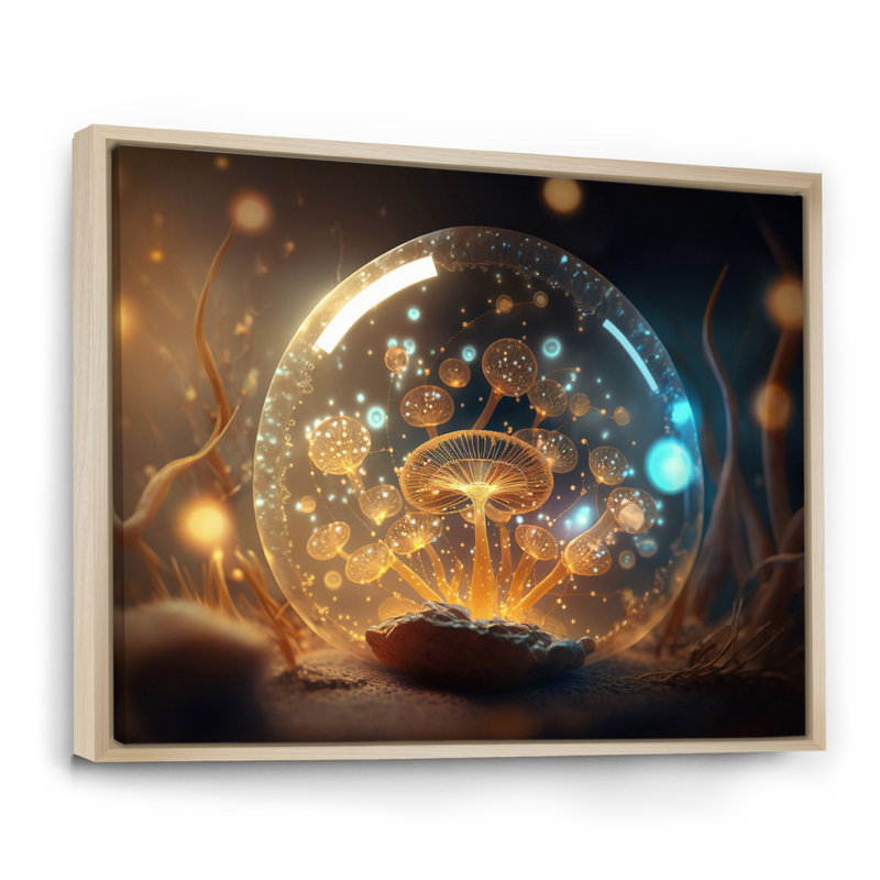 Ancienne alchimie - Champignons magiques - impression, H 34 po x l 44 po x P 1,5 po, Cadre naturel flottant