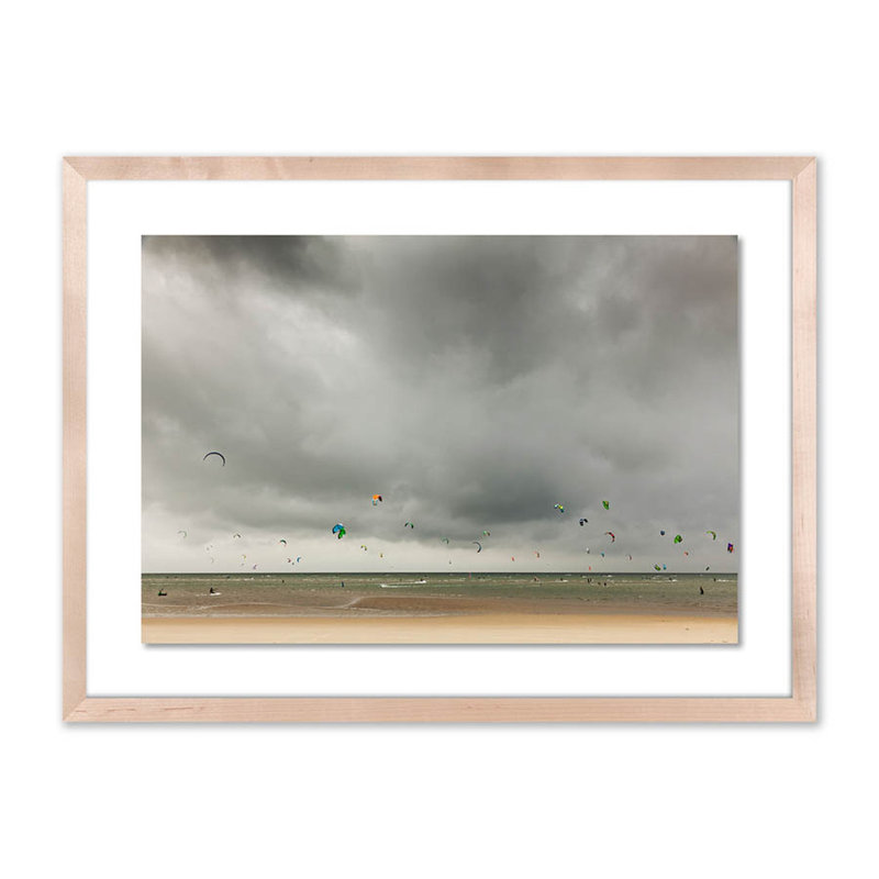 Kite Day Print by Jakob Wagner, 18" H x 24" W x 1.5" D, Natural
