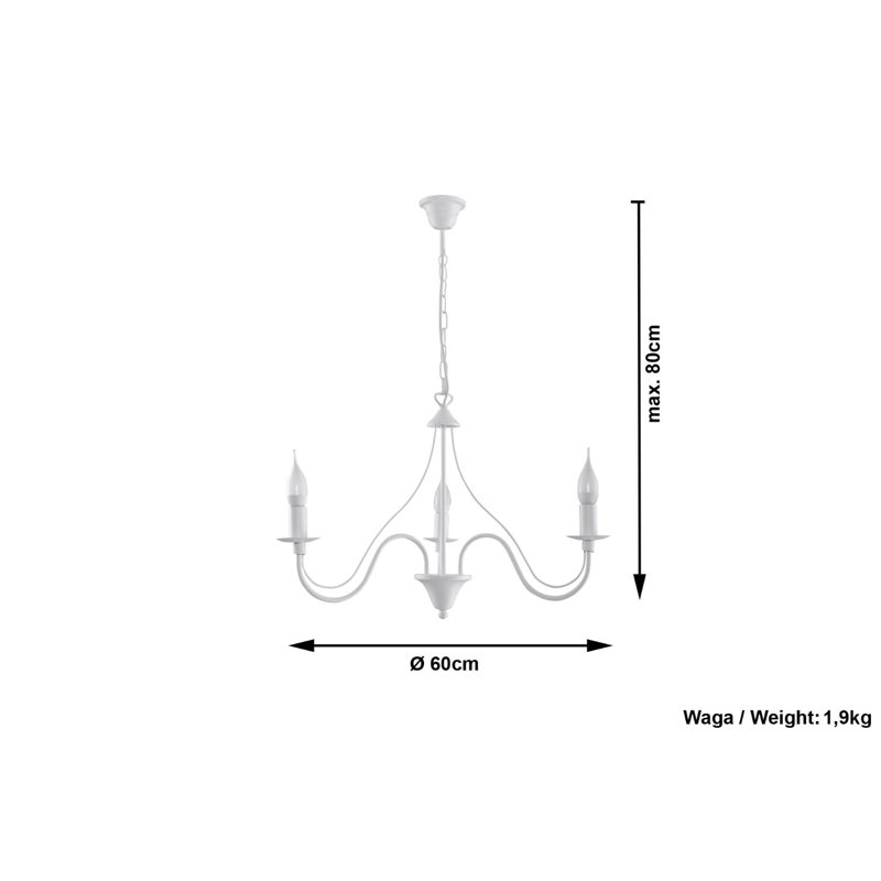 Elnora 3 - Light Candle Style Chandelier, White