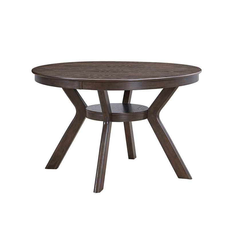 47.24''Round Rubber Wood Dining Table for 4-6 with Wooden Trestle Pedestal Base,Modern Kitchen Wooden Table Dinner Table for Dining Room, Living Room(1Table)