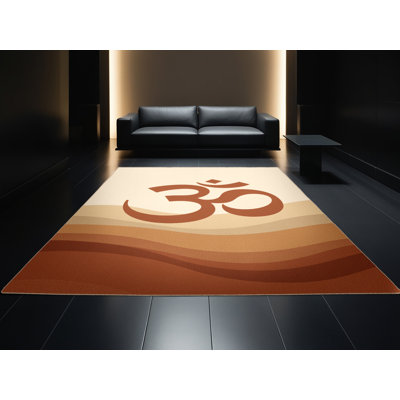 Tapis minimaliste beige lavable à la machine Oakridge