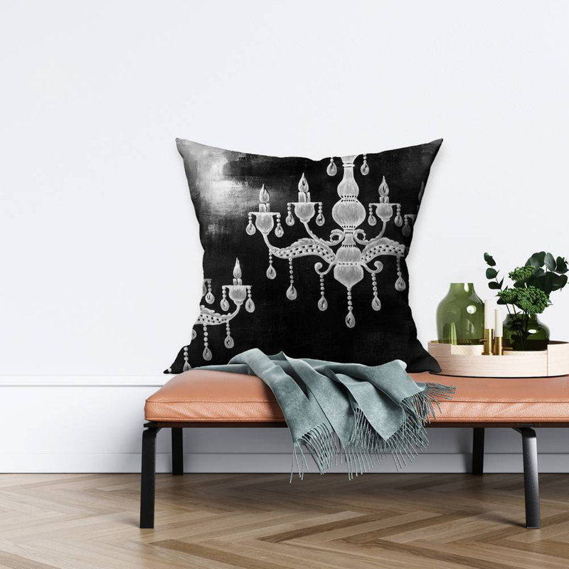 White Chandeliers - Black & White Still Life Poly Twill Throw