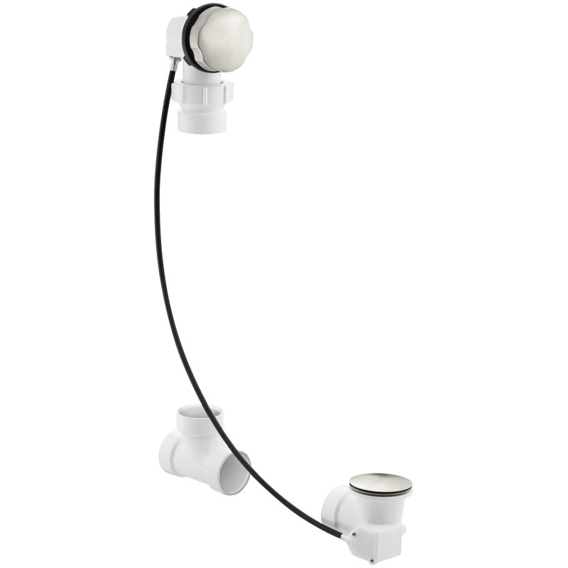 Drain de baignoire escamotable Clearflocable 27 "avec trop-plein, Nickel brossé éclatant