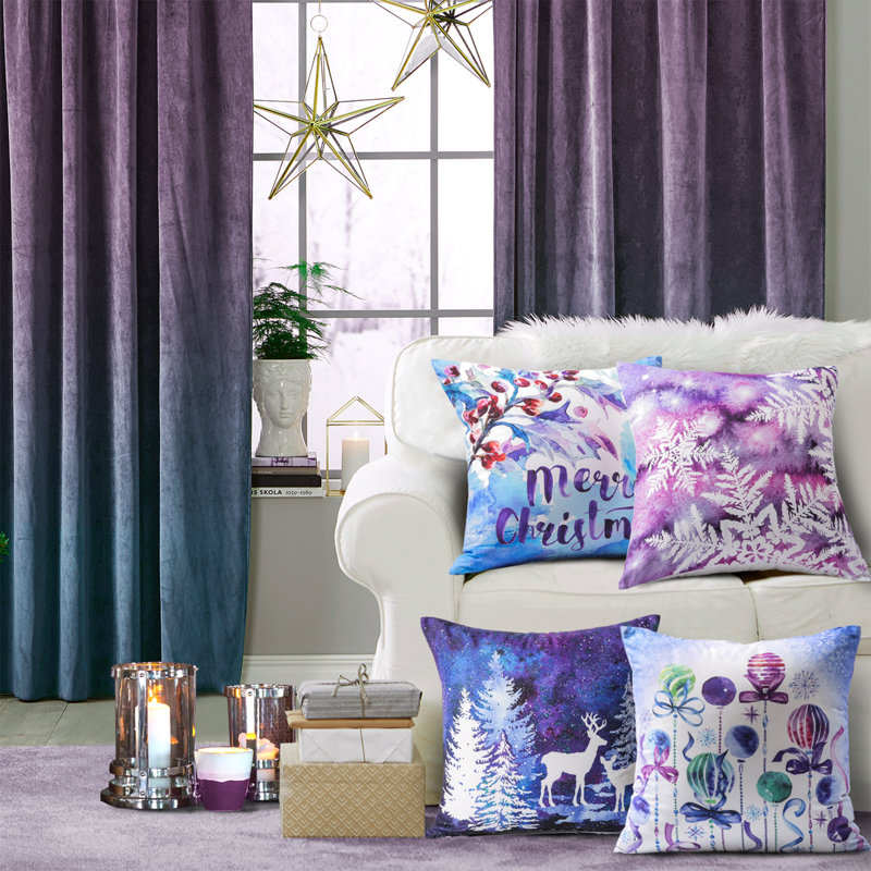 Coussins décoratifs Phantoscope Merry Christmas, Purple Winter Wonderland, Pillow cover & insert