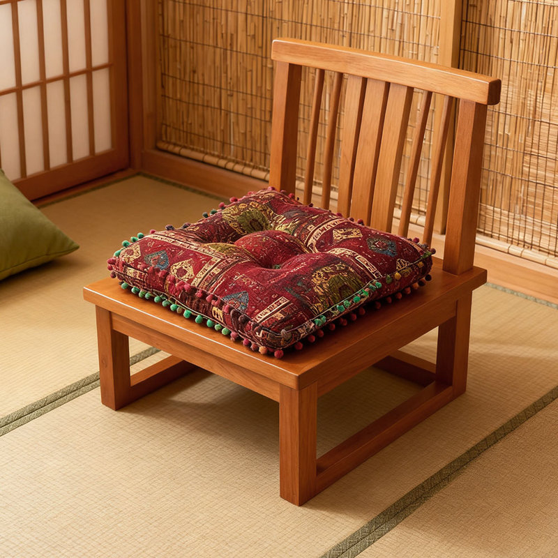 Square Tatami Seat Cushion, Red