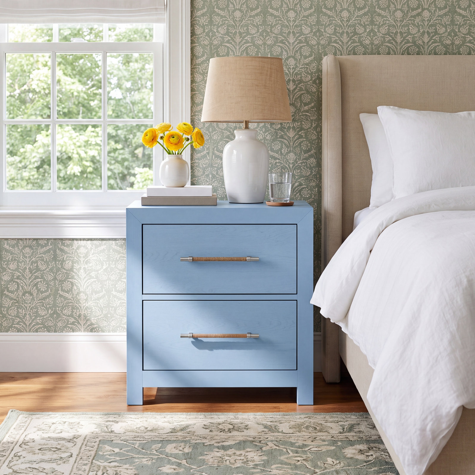 Lana Pine Nightstand, Blue