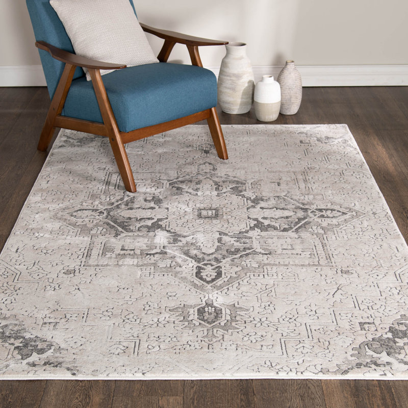 Bungalow Rose Quinonez Taylin Cream/Multi Distressed Indoor Polypropylene Area Rug, Runner 2'2" x 7'5"