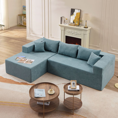 Modern Sofa L-Shape Modular Sectional Living Room Sofa Set Upholstered Sleeper Sofa For Living Room,16.53 Inch Cushion Heightening
