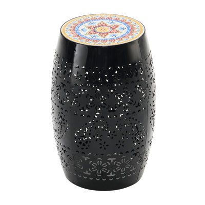Mosaic Side Table - Black, 12", Fits To Modern Decor 12.21" In Rust & Frame