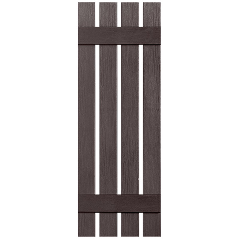 Paire de volets en vinyle à deux lattes, quatre planches ouvertes, 30 po, Chocolat