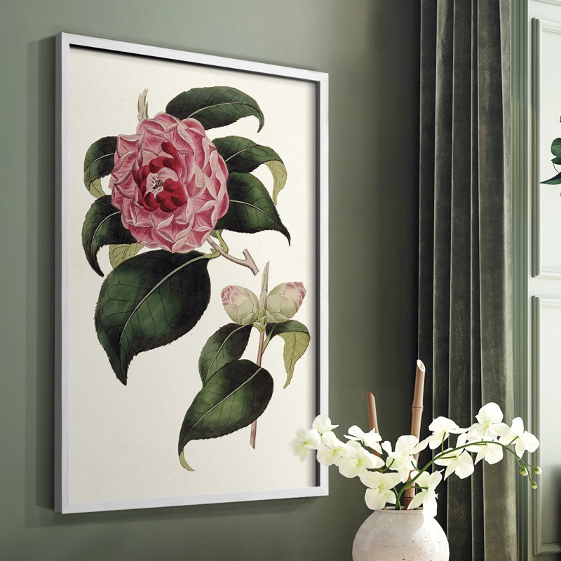 «Pink Floral Mix III», reproduction encadrée - bois massif, Blanc, H 10 po x l 8 po