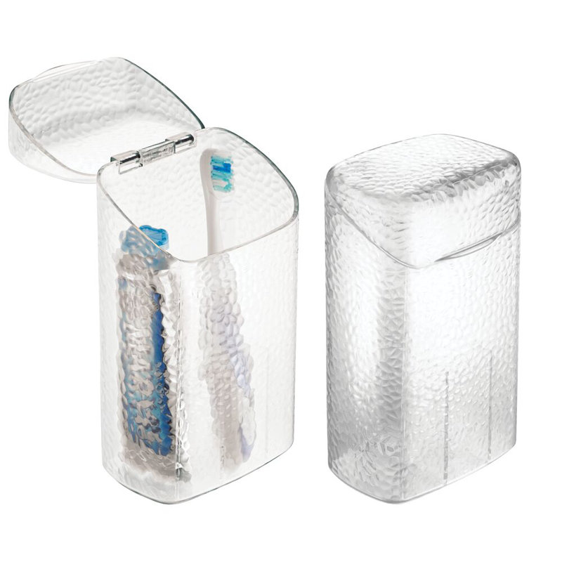 iDesign Toothbrush Holder with Attached Cover - Set of 2 - Clear