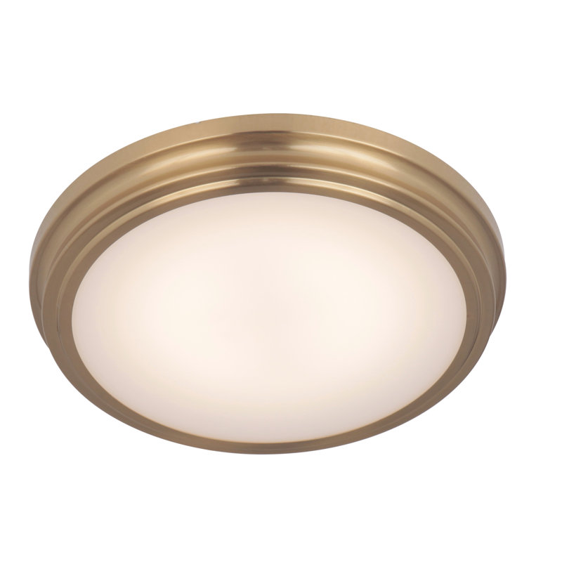 Plastic LED Flush Mount, Satin Brass, 1.13" H x 13" W x 13" D