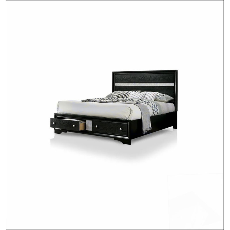 Lit de style contemporain avec tête de lit grand lit 1pc avec meubles de chambre à coucher