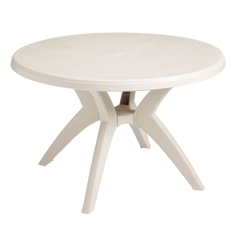 Grosfillex Ibiza Resin 46" Round Pedestal Table, Sandstone