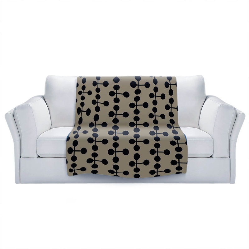 Couverture Mid-Century Dottie, 51 po x 60 po, Chocolat